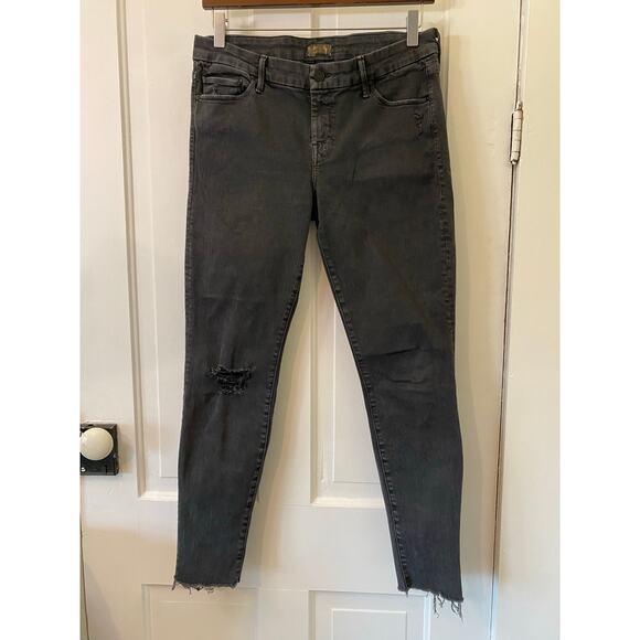 Mother the looker fray ankle black skinny jeans distressed women’s 29 pants - Picture 1 of 7